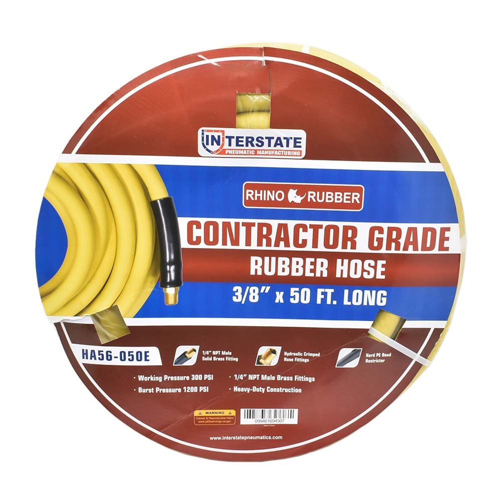 3/8" 50 ft Yellow Rhino Rubber Hose WP 300 PSI (1/4" NPT )