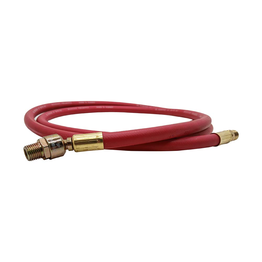 1/4" 6 ft Red Rubber Hose Whip with 1/4" Ball Swivel