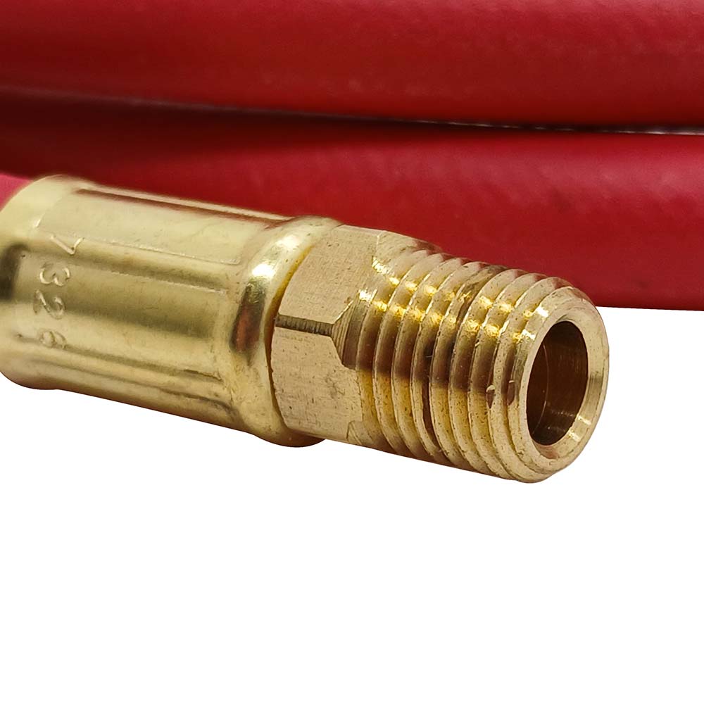 1/4" 6 ft Red Rubber Hose Whip with 1/4" Ball Swivel