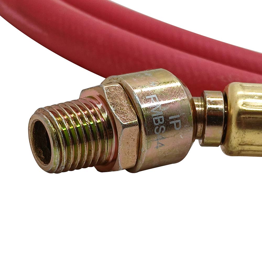 1/4" 6 ft Red Rubber Hose Whip with 1/4" Ball Swivel