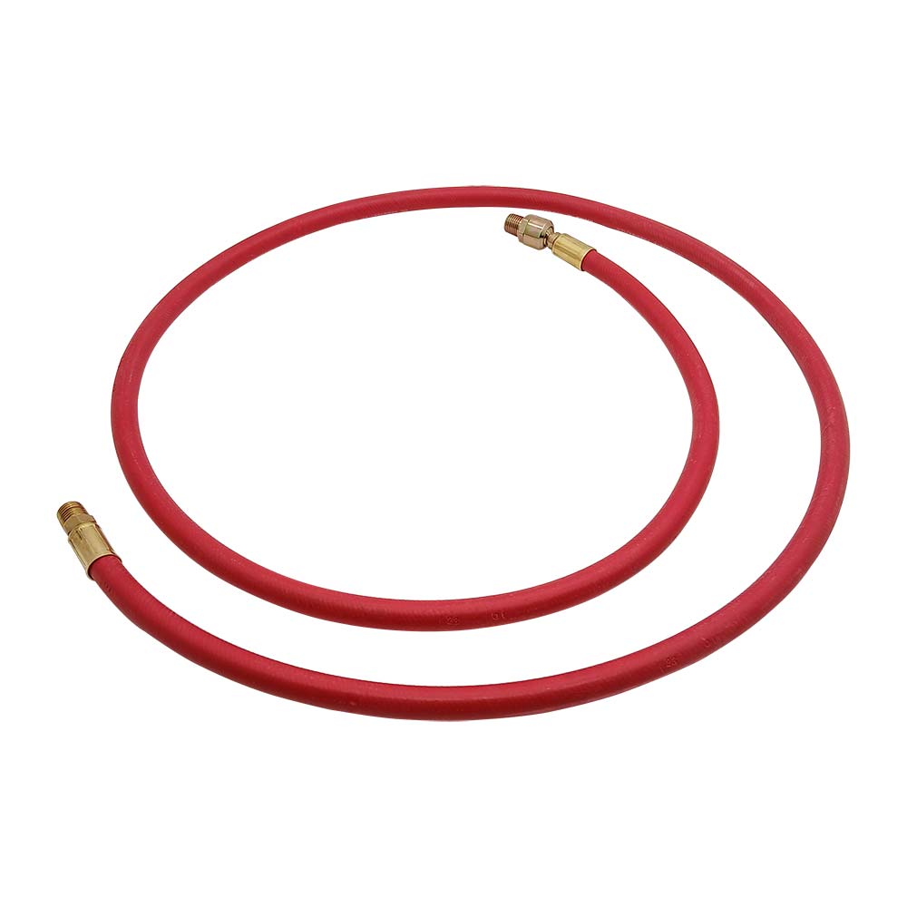 1/4" 6 ft Red Rubber Hose Whip with 1/4" Ball Swivel