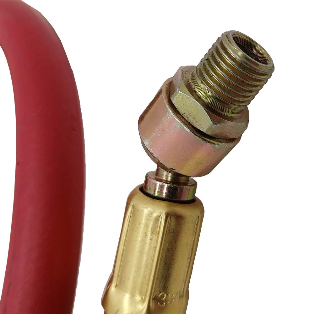 1/4" 3 ft Red Rubber Hose Whip with 1/4" Ball Swivel*