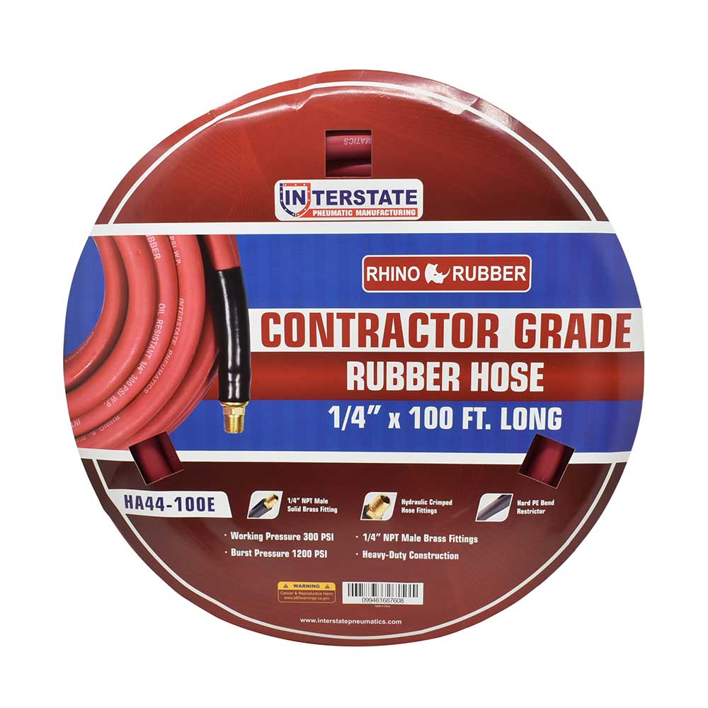 1/4" 100 ft Red Rhino Rubber Hose WP 300 PSI (1/4" NPT)