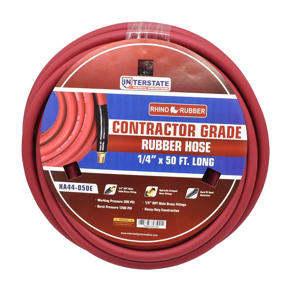 1/4" 50 ft Red Rhino Rubber Hose WP 300 PSI (1/4" NPT)