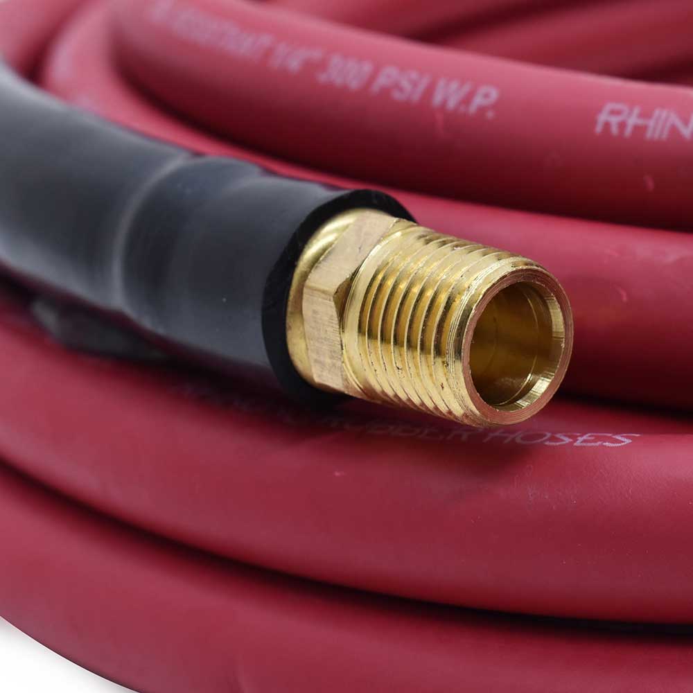 1/4" 25 ft Red Rhino Rubber Hose WP 300 PSI (1/4" NPT)