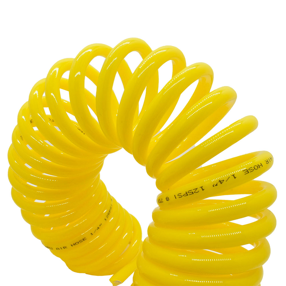 1/4" 50 ft long w/1/4" NPT Swivel Fittings, Recoil Yellow PU Hose