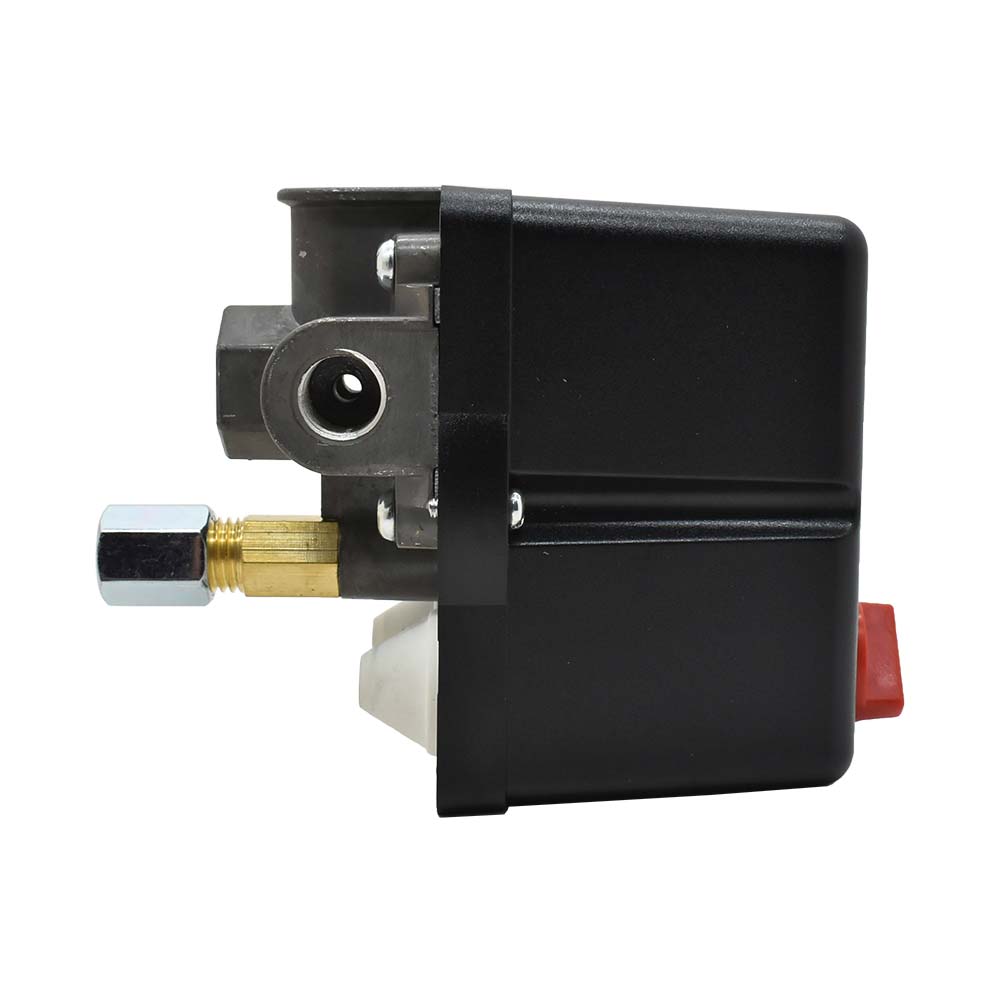 Pressure Switch - 135-175 PSI Four Port 1/4 NPT Female, 6.4 Mm Vertical Brass Unloader Valve With On – Off Knob