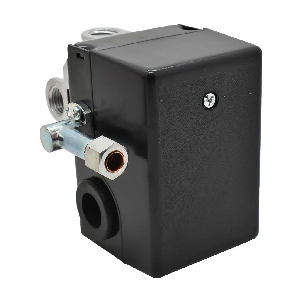 Pressure Switch - 135-175 PSI Four Port 1/4 NPT Female, 6.4 Mm Vertical Brass Unloader Valve With On – Off Lever