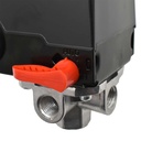 Pressure Switch - 105-135 PSI Four Port 1/4 NPT Female, 6.4 Mm Vertical Brass Unloader Valve With On – Off Lever