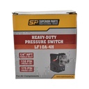 Pressure Switch - 135-175 PSI 26 Amp Four Port 1/4 NPT Female, 6.4 mm Vertical Brass Unloader Valve With On – Off Lever