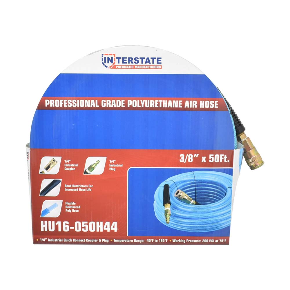 3/8" 50 ft light blue PU hose Kit with 1/4" Steel coupler and plug