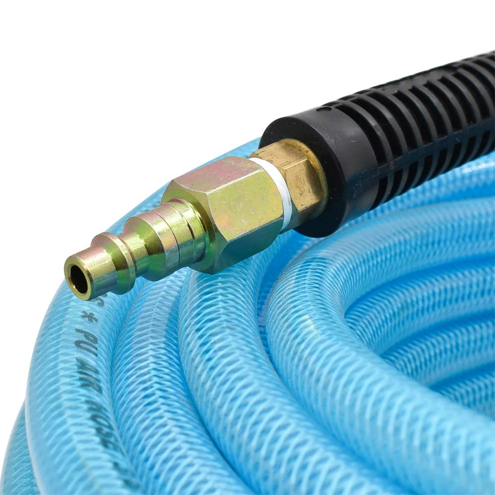 3/8" 100 ft light blue PU hose Kit with 1/4" Steel coupler and plug
