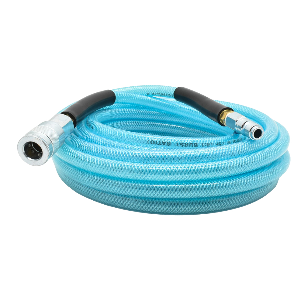 3/8" 25 ft light blue PU hose Kit with 3/8" Auto  coupler and plug