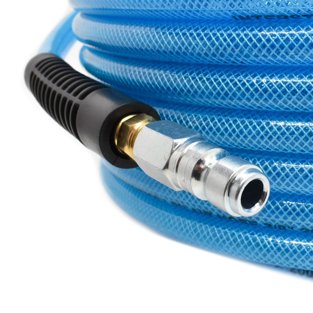 3/8" 100 ft light blue PU hose Kit with 3/8" Auto  coupler and plug