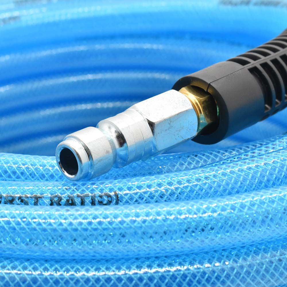 3/8" 100 ft light blue PU hose Kit with 3/8" Auto  coupler and plug