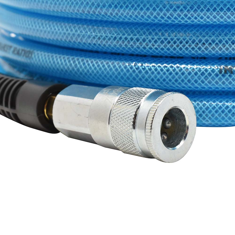 3/8" 100 ft light blue PU hose Kit with 3/8" Auto  coupler and plug