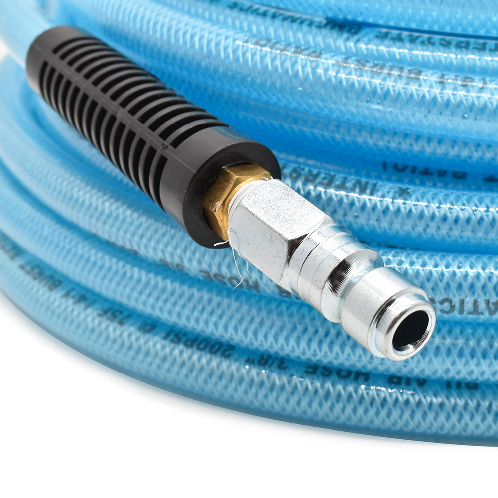 3/8" 50 ft light blue PU hose Kit with 3/8" Auto  coupler and plug