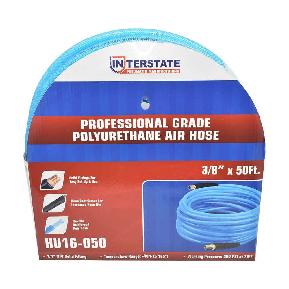 3/8" 50 ft Light Blue Polyurethane Hose (1/4" NPT) 