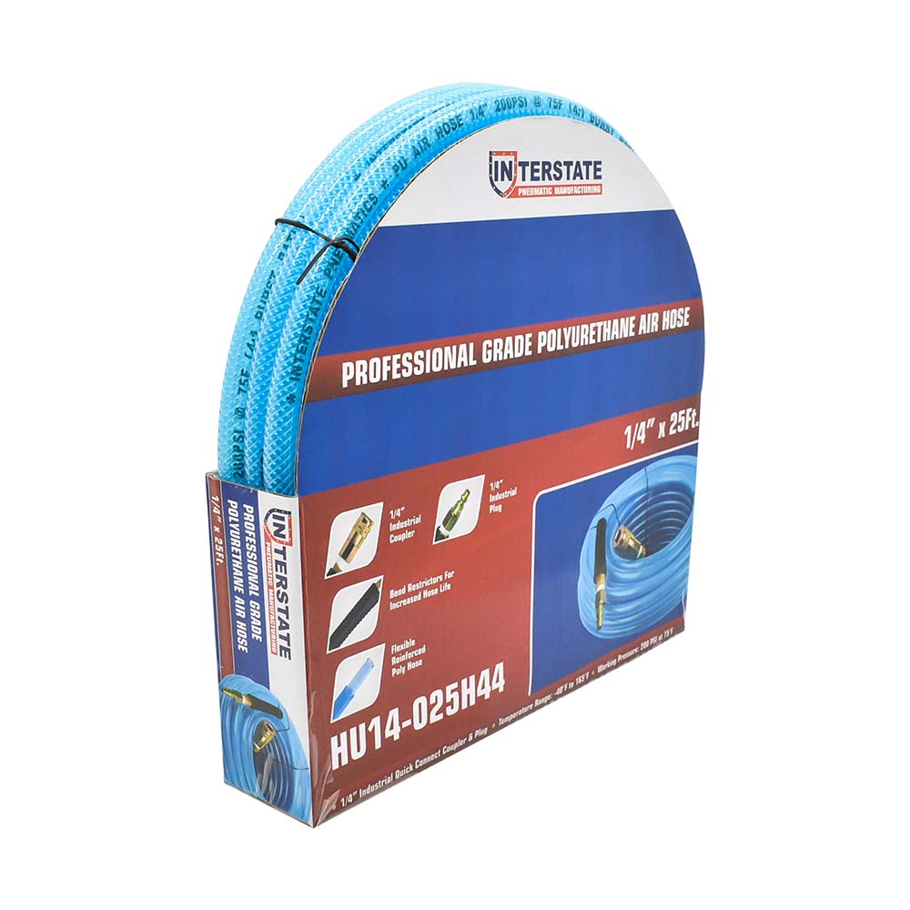 1/4" 25 ft light blue PU hose Kit with 1/4" Steel coupler and plug