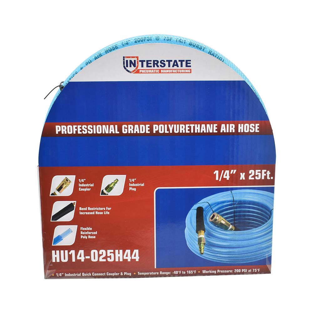 1/4" 25 ft light blue PU hose Kit with 1/4" Steel coupler and plug