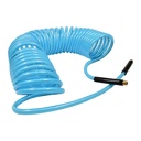 3/8" 50 ft w/1/4" NPT non -swivel Fittings, Braided Clear-Blue Recoil PU Hose (HR16-050A)