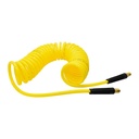 1/4" 25 ft long w/1/4" NPT Solid Fittings, Recoil Yellow PU Hose (HR54-025)