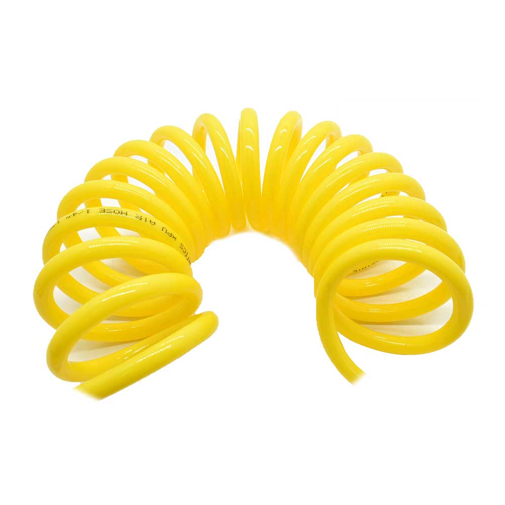 1/4" 15 ft long w/1/4" NPT Solid Fittings, Recoil Yellow PU Hose (HR54-015)