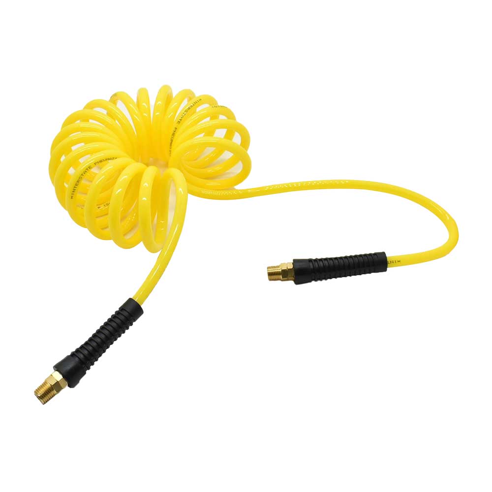 1/4" 15 ft long w/1/4" NPT Solid Fittings, Recoil Yellow PU Hose (HR54-015)