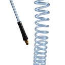 1/4" 30 ft long w/1/4" NPT Solid Fittings, Recoil Translucent Blue PU Hose