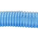 1/4" 25 ft long w/1/4" NPT Solid Fittings, Recoil Translucent Blue PU Hose