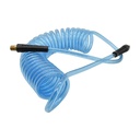 1/4" 25 ft long w/1/4" NPT Solid Fittings, Recoil Translucent Blue PU Hose