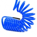 1/4" 15 ft long w/1/4" NPT Solid Fittings, Recoil Translucent Blue PU Hose