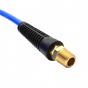 1/4" 10 ft long w/1/4" NPT Solid Fittings, Recoil Translucent Blue PU Hose