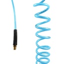 1/4" 50 ft w/1/4" NPT Solid Fittings, Braided Clear-Blue Recoil PU Hose