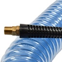 1/4" 50 ft long w/1/4" NPT Swivel Fittings, Recoil Translucent Blue PU Hose