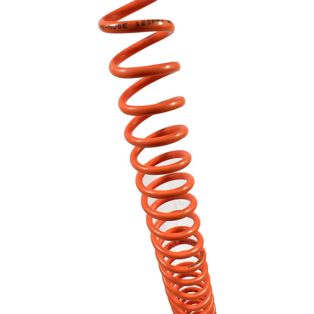 1/4" 50 ft long w/1/4" NPT Swivel Fittings, Recoil Orange PU Hose