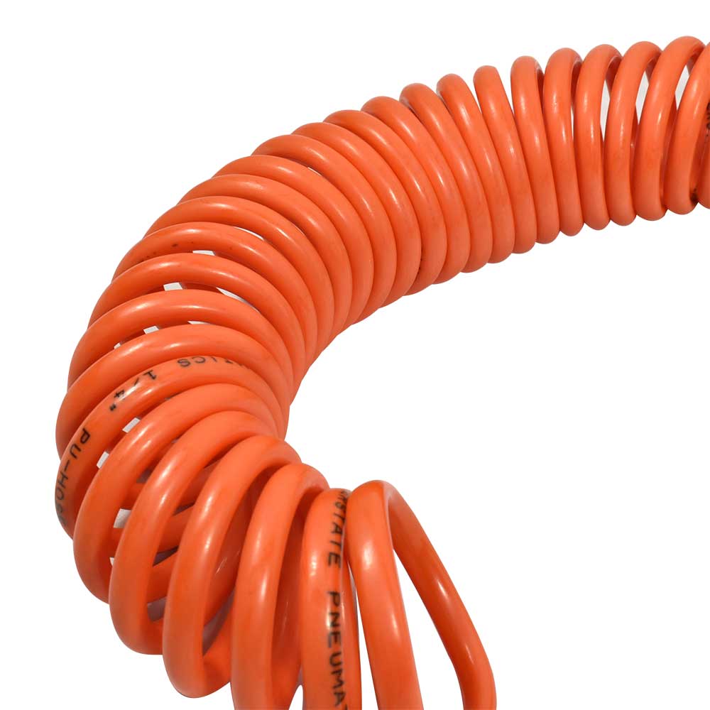 1/4" 50 ft long w/1/4" NPT Swivel Fittings, Recoil Orange PU Hose