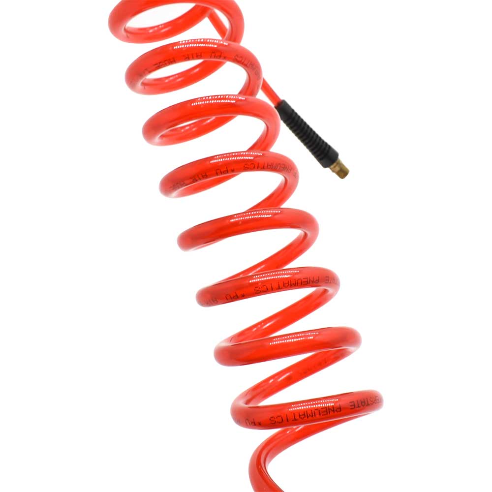 1/4" 15 ft long w/1/4" NPT Solid Fittings, Recoil Red PU Hose