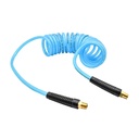 1/4" 15 ft w/1/4" NPT SOLID Fittings, Braided Clear-Blue Recoil PU Hose