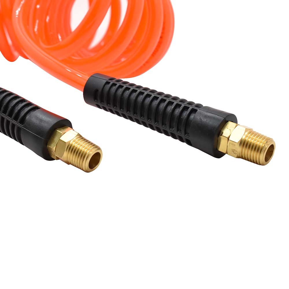 1/4" 30 ft long w/1/4" NPT Swivel Fittings, Recoil Orange PU Hose