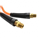 1/4" 15 ft long w/1/4" NPT Solid Fittings, Recoil Orange PU Hose