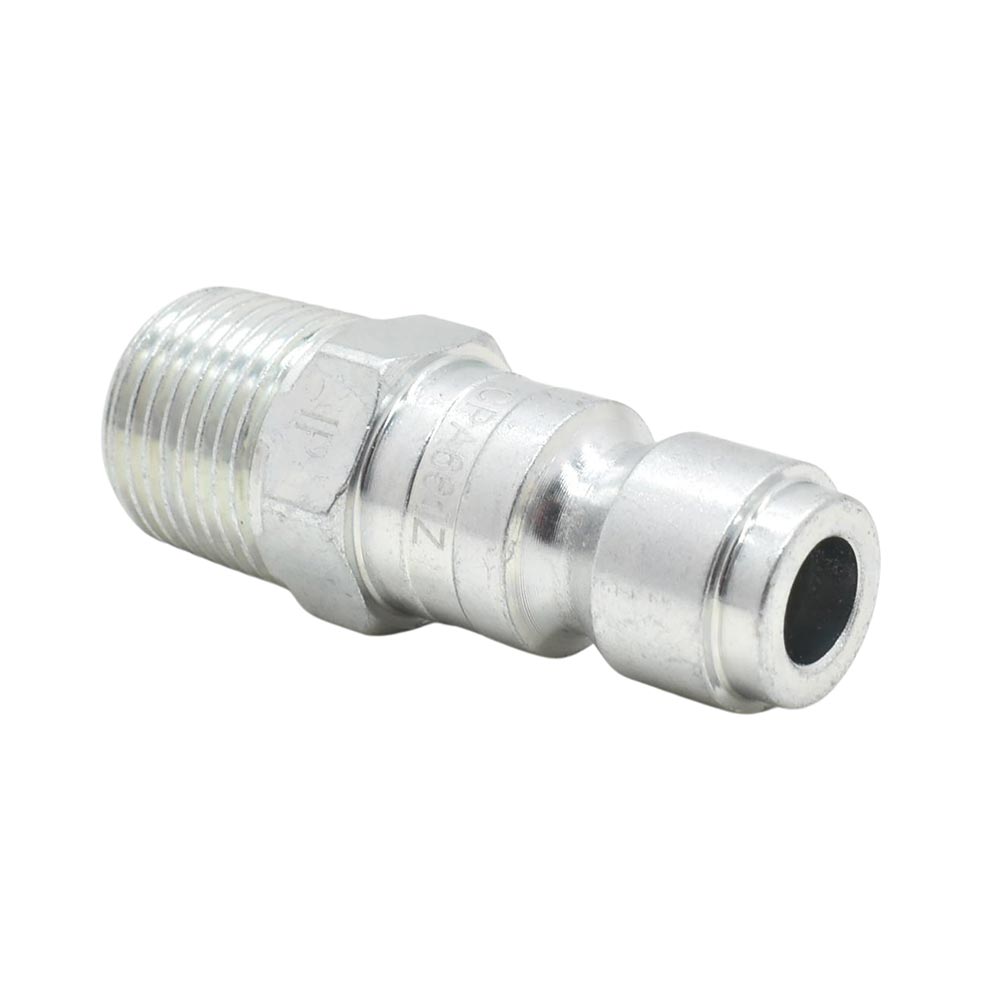 3/8" x 3/8" MPT Auto Coupler Plug - Silver - 25 Pack