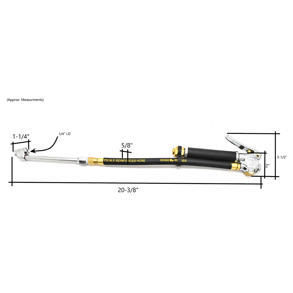 T5000 Inflator with 6" Ext Truck Chuck T37 with 12" whipend - Steel Braided