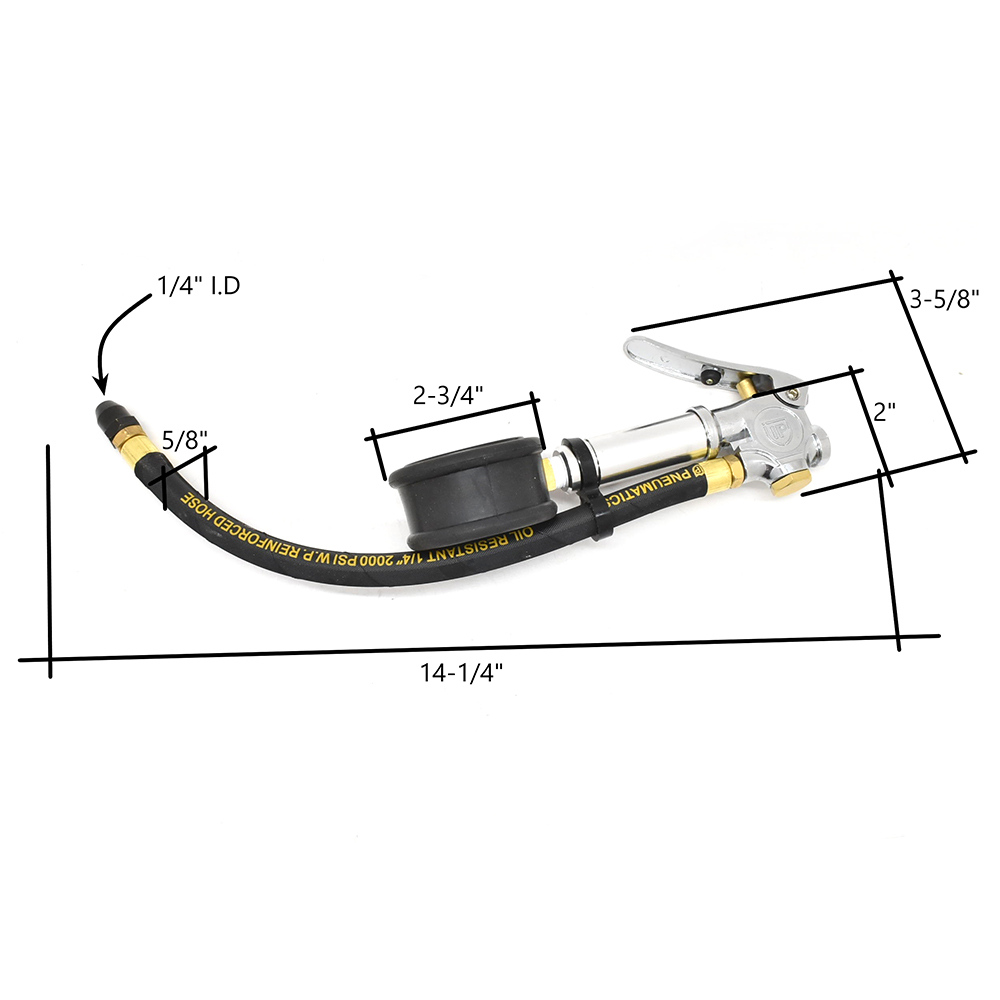 Inflator Chuck with TF7000 inflator with Straight-in Tapered Chuck - Steel Braided