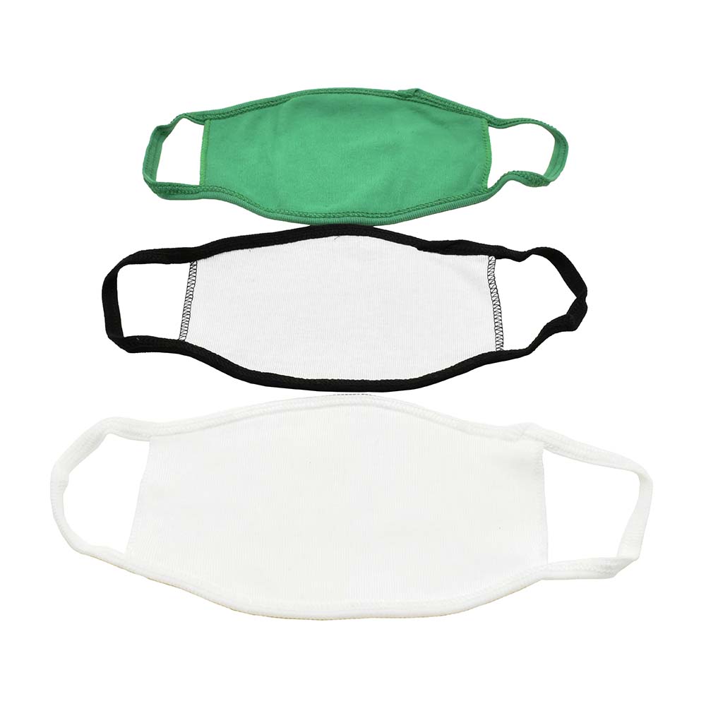 ASSORTED REUSABLE FACE MASKS (WHITE, BLACK, GREEN) 3/PACK - W02