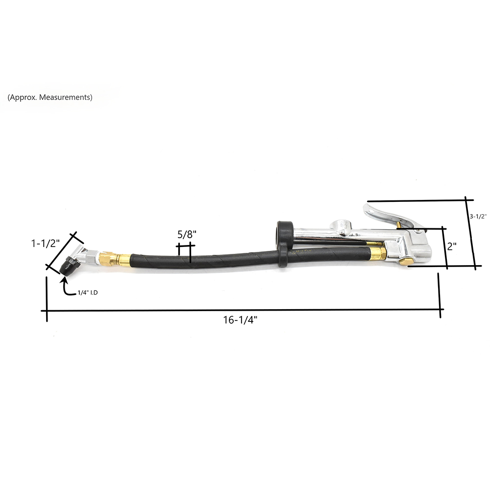 Tire Inflator TF9000 with Angled Tapered Chuck T35 Steel Braided Whip
