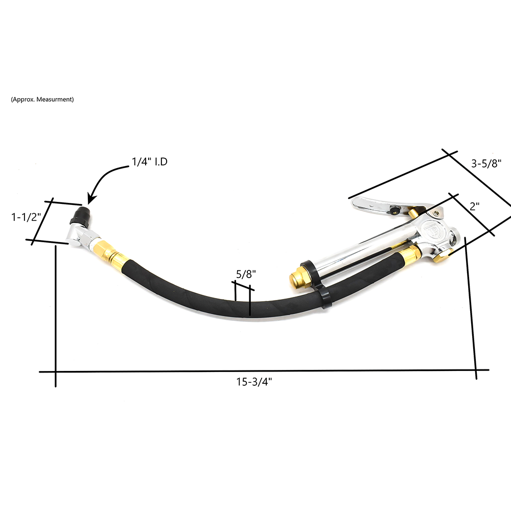 Tire Inflator TF3000 with Angled Tapered Chuck T35 - Steel Braided Whip