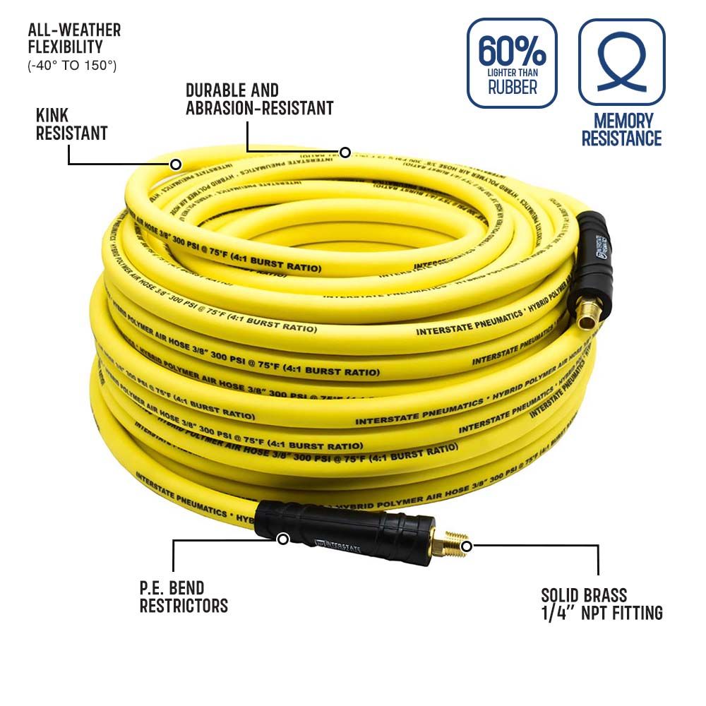 3/8" 50 ft Yellow Hybrid Polymer Hose (1/4" NPT)