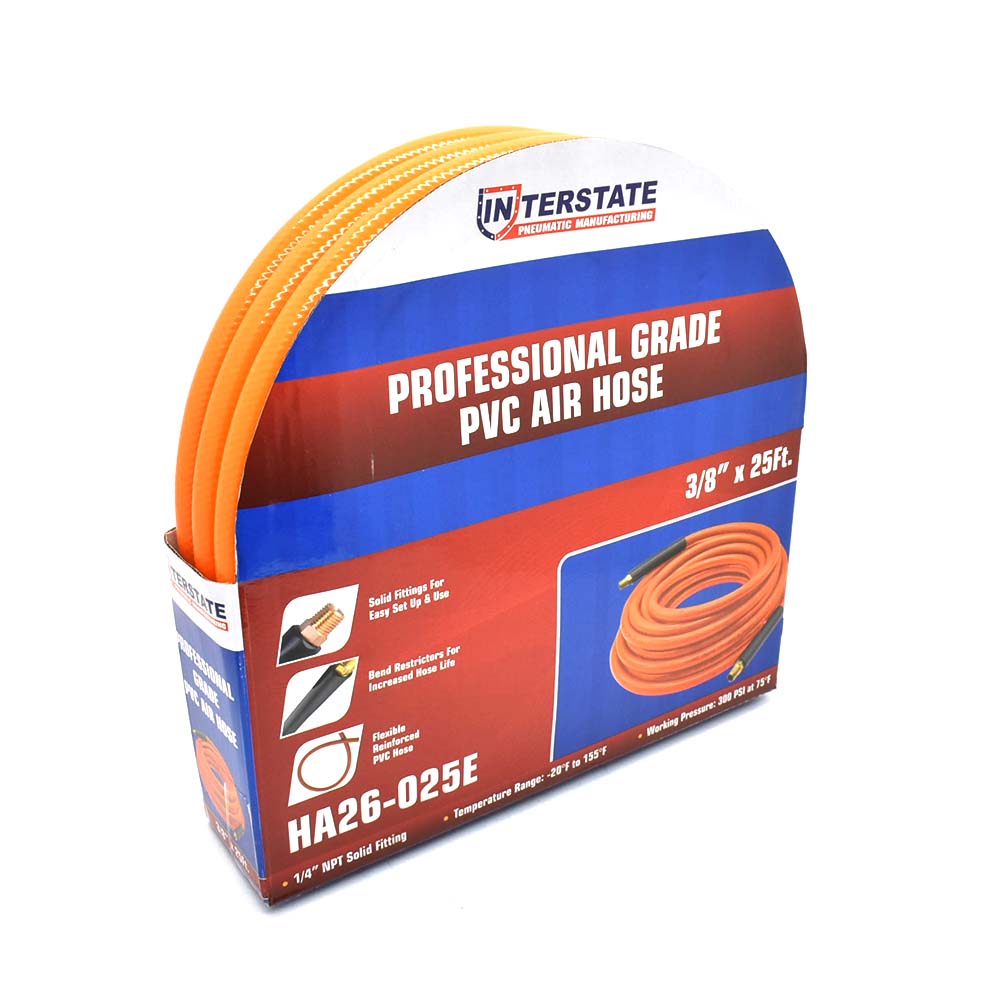 3/8" 25 ft Solid Orange PVC Hose (1/4" NPT)  
