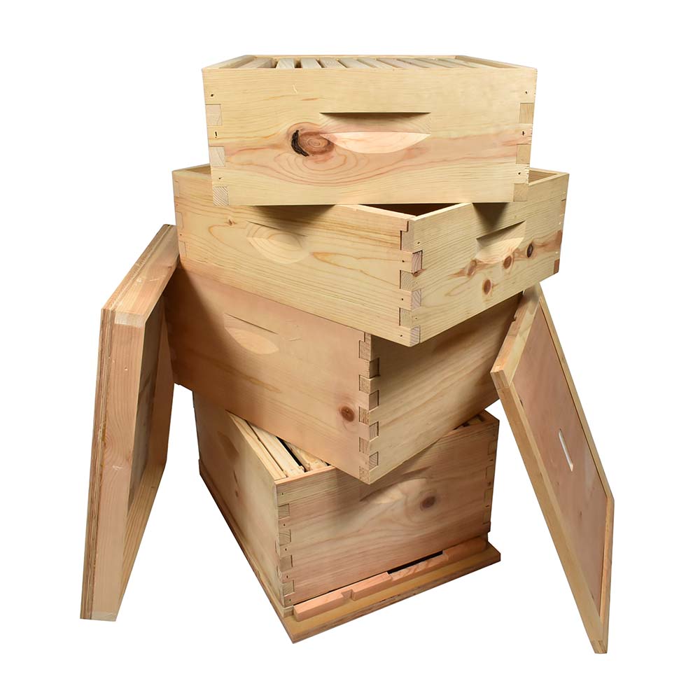 Beekeeping Double Deep Box Beehive Kit includes Frames, Foundations, Metal Queen Excluder, Brood Box, Super Box, Inner Cover, Top and Bottom - GL4STACK